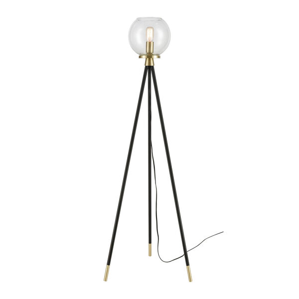 Union Black and Satin Brass and Clear 20-Inch Floor Lamp, image 1