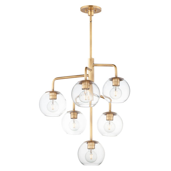 Branch Natural Aged Brass Six-Light Chandelier, image 1