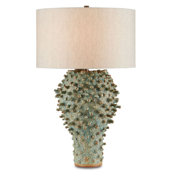Sea Urchin Sunken Green and White One-Light Table Lamp, image 1