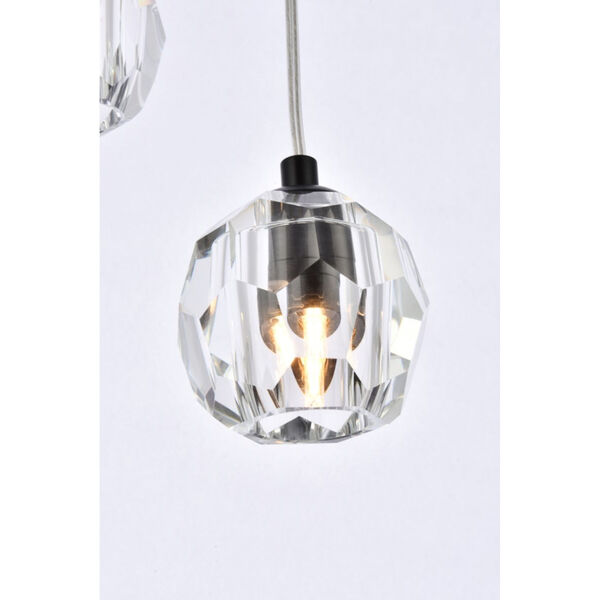 Eren Black 12-Inch Three-Light Pendant with Royal Cut Clear Crystal, image 4