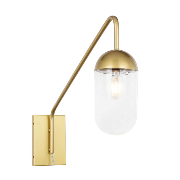 Kace Brass One-Light Wall Sconce with Clear Glass, image 6