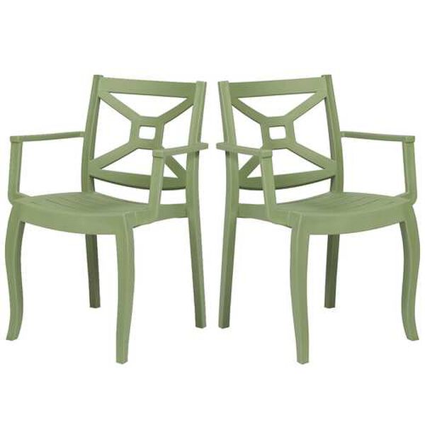 Zeus Green Outdoor Stackable Armchair, Set of Four, image 1