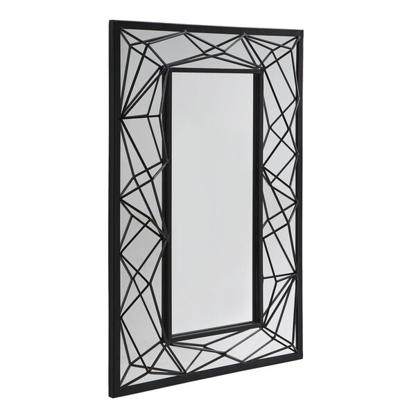 Erika Black Rectangular Wall Mirror with Metal Geometric Frame, image 2