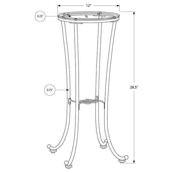 Accent Table - Hammered Black Metal with Tempered Glass, image 3