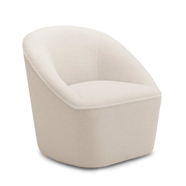 Andria Milky White Boucle Swivel Chair, image 1
