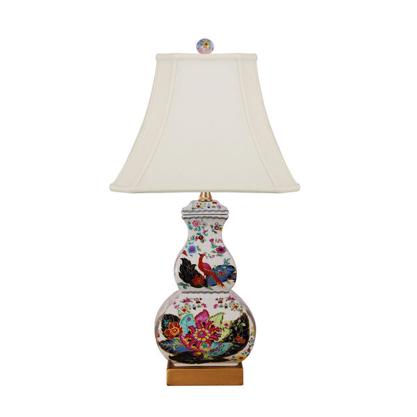 Porcelain Ware One-Light Multicolor Tobacco Square Gourd Lamp, image 1