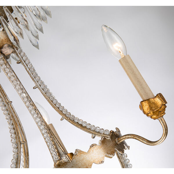 Louis Distressed Silver and Gold Three-Light Chandelier, image 3