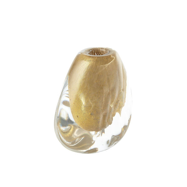Gold and Clear Conical Vase, image 1