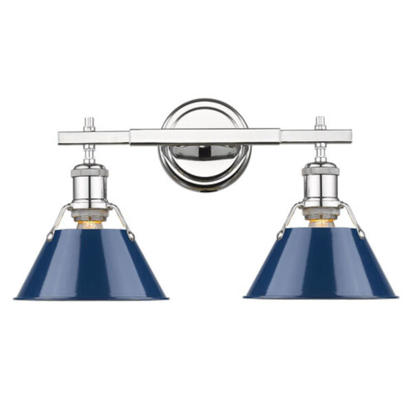Howe Chrome Two-Light Bath Vanity with Navy Shades, image 1