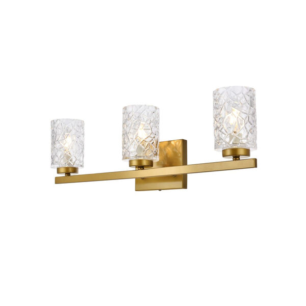 Cassie Brass and Clear Shade Three-Light Bath Vanity, image 3