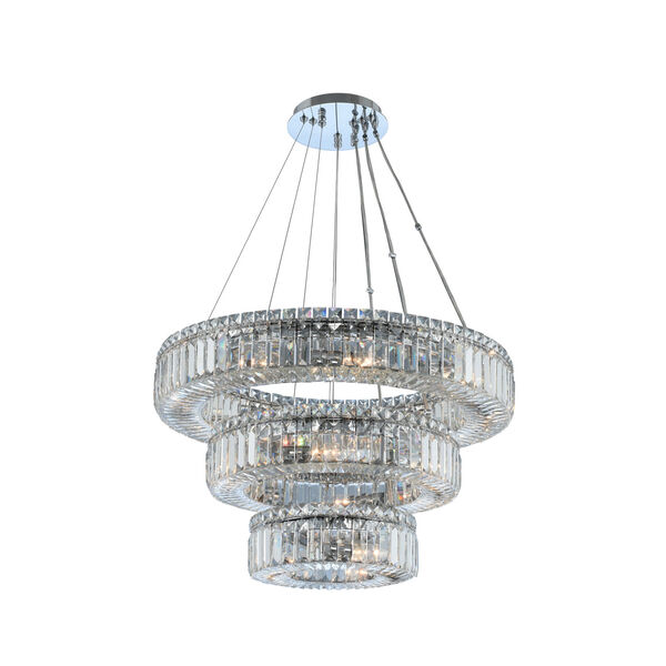 Rondelle Chrome 26-Inch 18-Light Pendant with Firenze Crystal, image 1