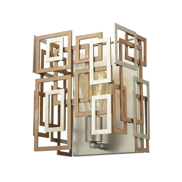 Gridlock Matte Gold and Aged Silver One-Light Wall Sconce, image 2