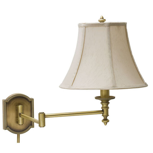 Decorative Antique Brass One-Light Swing Arm Lamp, image 1