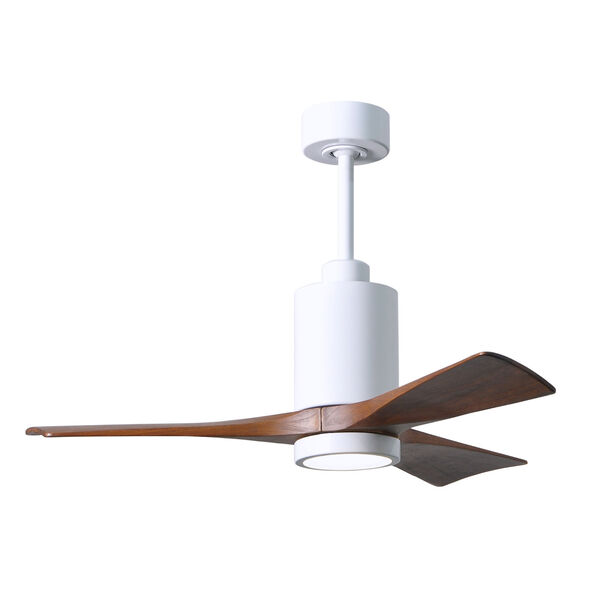 Patricia-3HLK Gloss White and Walnut 42-Inch Integrated LED Paddle Fan with Light Kit, image 1