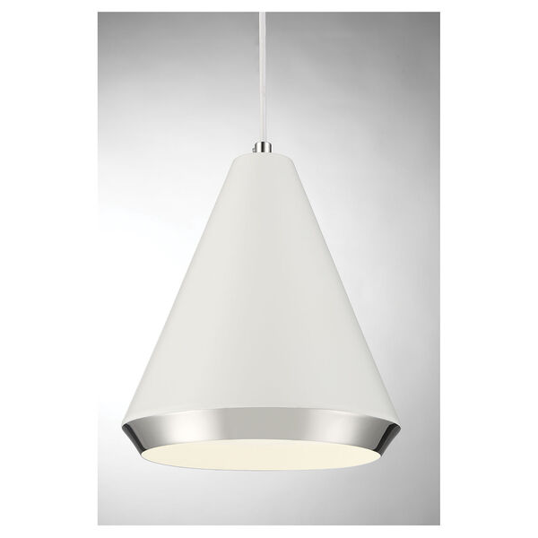 Chelsea White with Polished Nickel 10-Inch One-Light Pendant, image 5