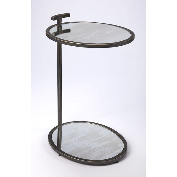 Ciro Blackened Gold Metal and Mirrored Side Table , image 1