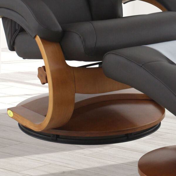 Selby Walnut Espresso Top Grain Leather Manual Recliner with Ottoman and Cervical Pillow, image 3