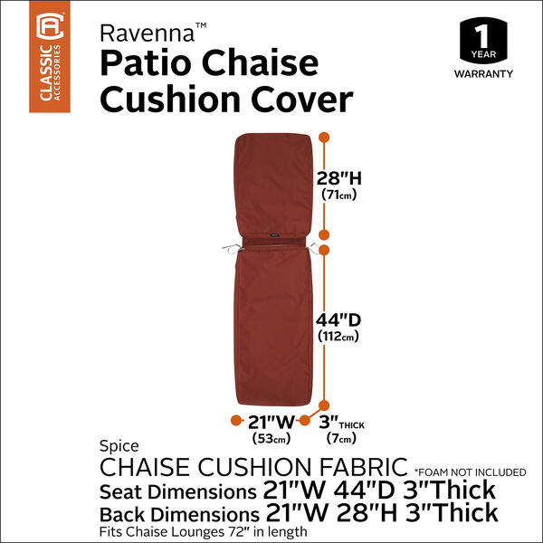 Maple Spice 72 In. x 21 In. Patio Chaise Lounge Cushion Slip Cover, image 3