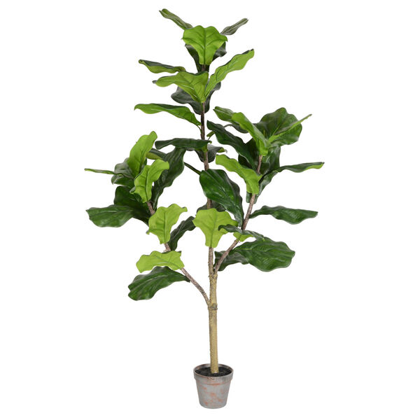 Green 4-Feet Potted Fiddle Tree with 39 Leaves, image 1