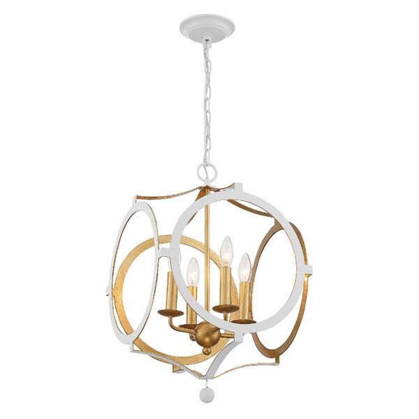 Odelle Matte White and Antique Gold Four-Light Chandelier, image 6
