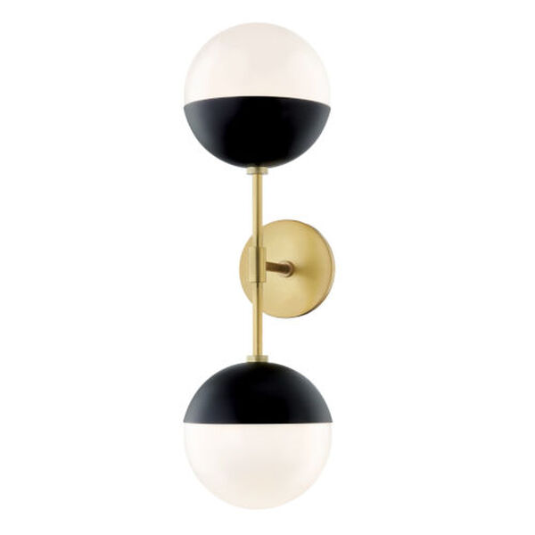 Mckenna Aged Brass and Black Two-Light 7-Inch Wall Sconce, image 1