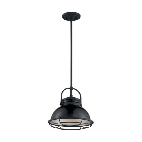 Upton Gloss Black and Silver 12-Inch One-Light Pendant, image 3