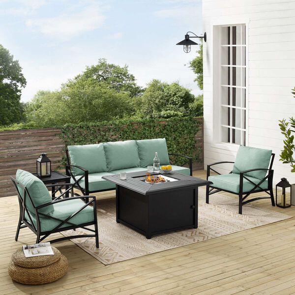 Kaplan Five-Piece Outdoor Metal Sofa Set with Fire Table, image 1
