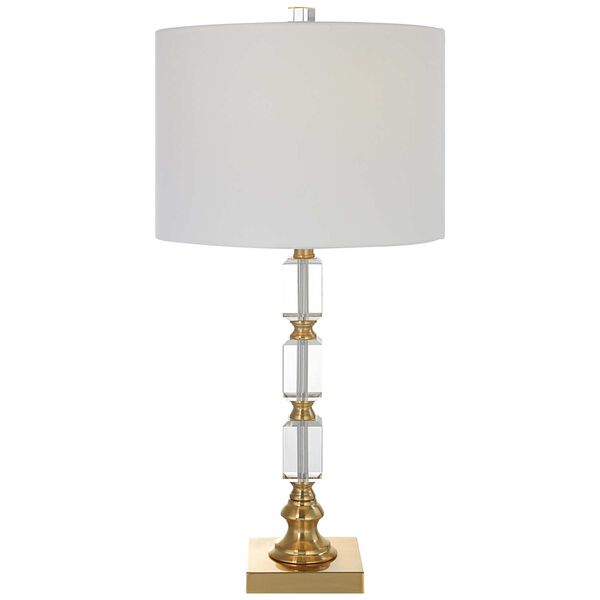 Uptown Brass Stacked Crystal One-Light Table Lamp, image 1