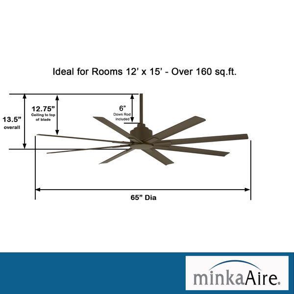 XTREME H2O Oil Rubbed Bronze 65-Inch Slipstream Wet Location Ceiling Fan, image 4