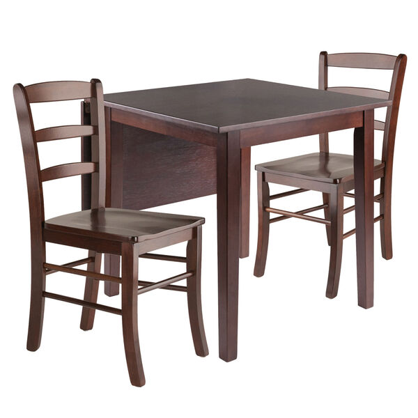 Perrone Walnut Three-Piece Dining Set with Ladder Back Chair, image 1