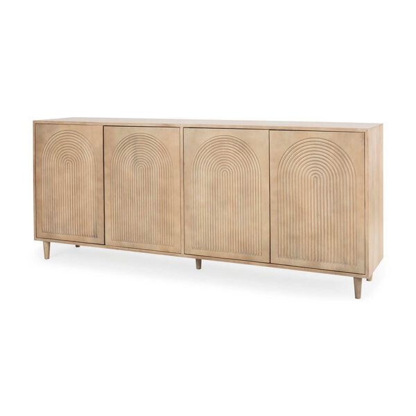 Tucker Light Brown Wood With Carved Arch Pattern 4 Door Sideboard, image 1