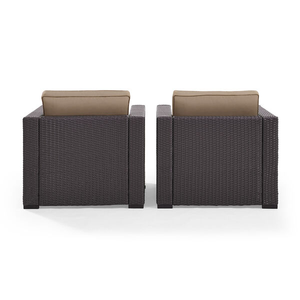 Biscayne 2 Person Outdoor Wicker Seating Set in Mocha - Two Outdoor Wicker Chairs, image 3