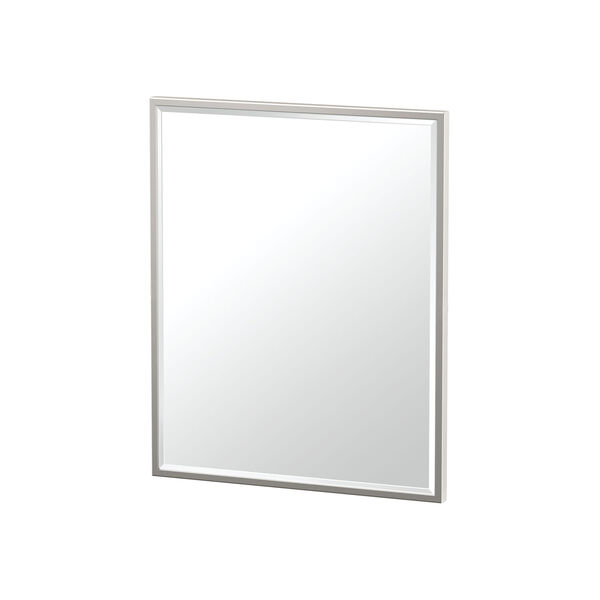 Flush Mount 25-Inch Framed Rectangle Mirror Satin Nickel, image 1