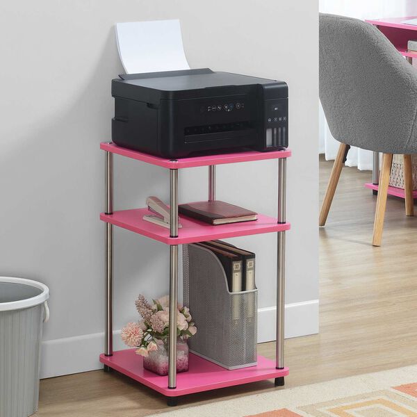 Designs 2 Go Pink Chrome No Tools Three-Tier End Table, image 2