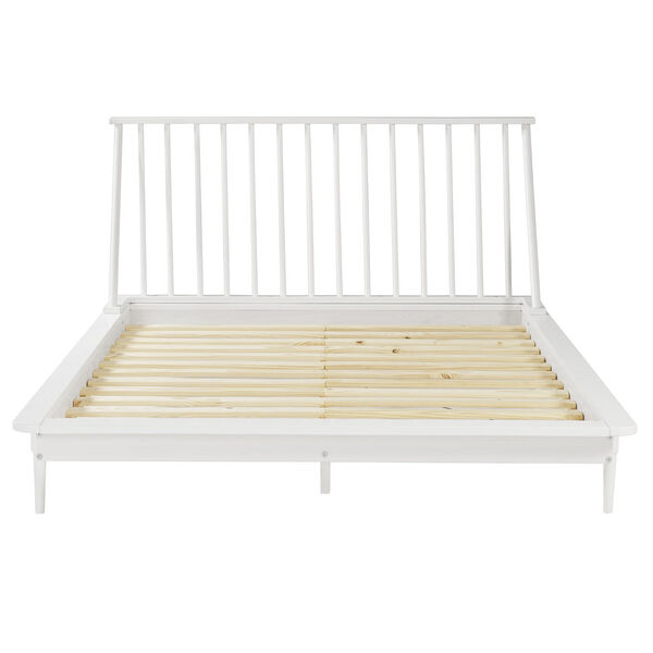 White Wood Queen Spindle Bed, image 4