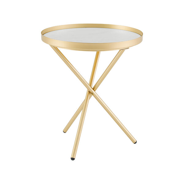 Trebent Gold and White Side Table, image 1