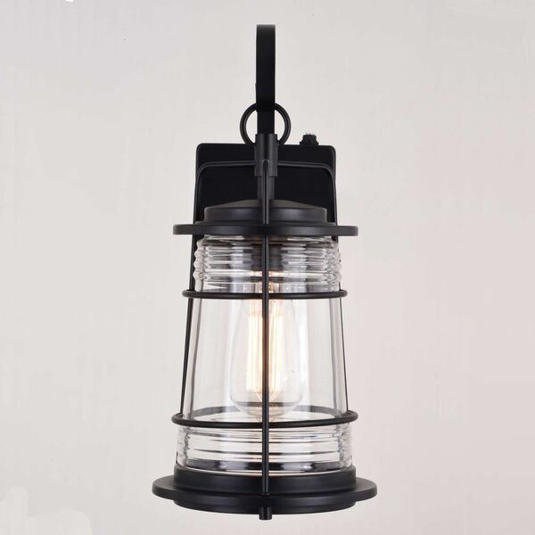 Montauk Textured Black One-Light Outdoor Wall Lantern with Clear Glass, image 4