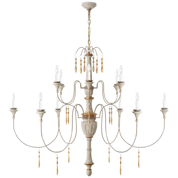 Fortuna Large Chandelier in Vintage White and Gild by Julie Neill, image 1