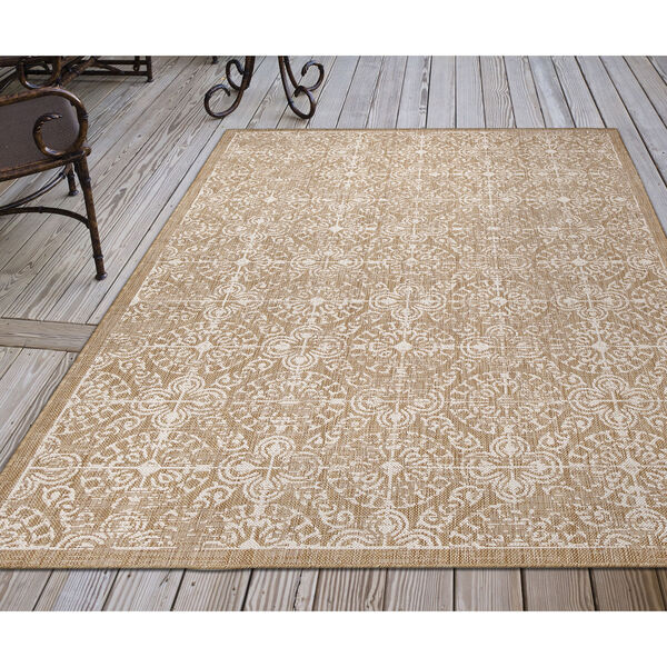 Carmel Antique Tile Sand Rectangular: 4 Ft. 10 In. x 7 Ft. 6 In. Indoor Outdoor Rug, image 3