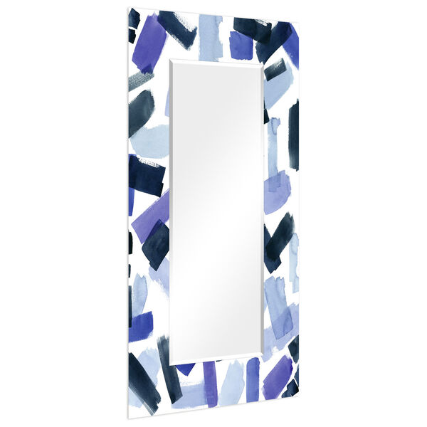 Cerulean Strokes Blue 72 x 36-Inch Rectangular Beveled Floor Mirror, image 2