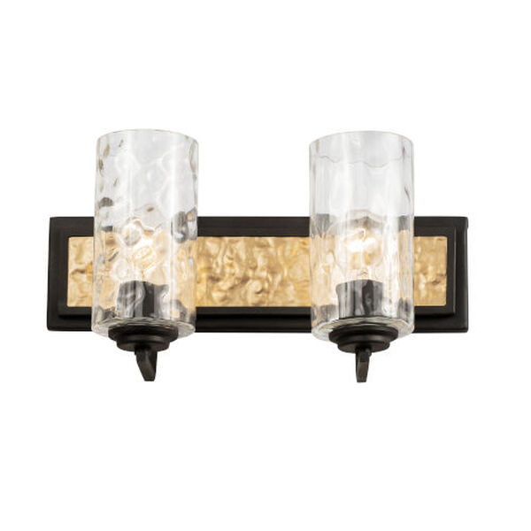 Hammer Time Carbon and French Gold Two-Light Bath Vanity, image 4