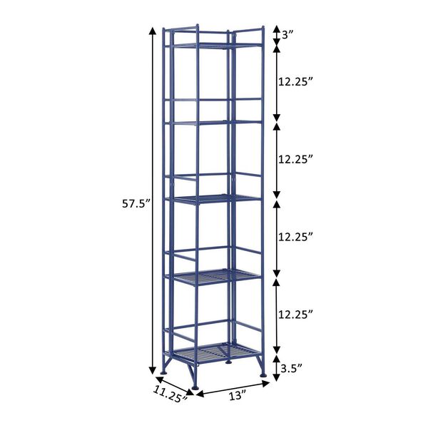 Xtra Storage Cobalt Blue Five-Tier Folding Metal Shelf, image 7
