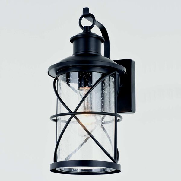 Adams Black One-Light Dusk to Dawn Outdoor Wall Lantern with Clear Glass, image 4