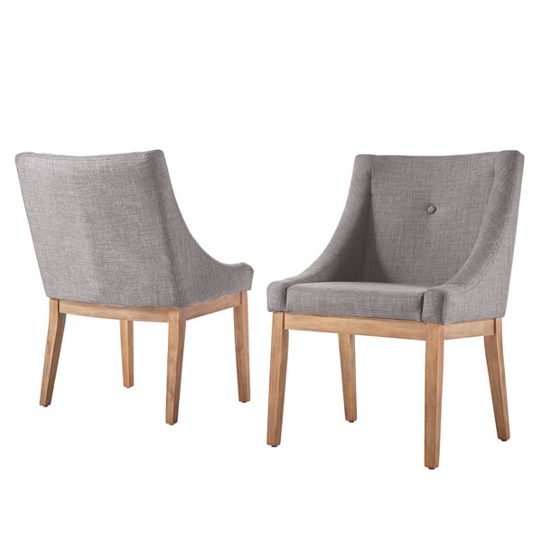 Century Grey Linen Slope Arm Side Chair, Set of 2, image 2