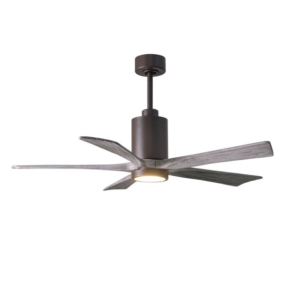 Patricia-5 Textured Bronze 52-Inch LED Ceiling Fan with Barnwood Tone Blades, image 1