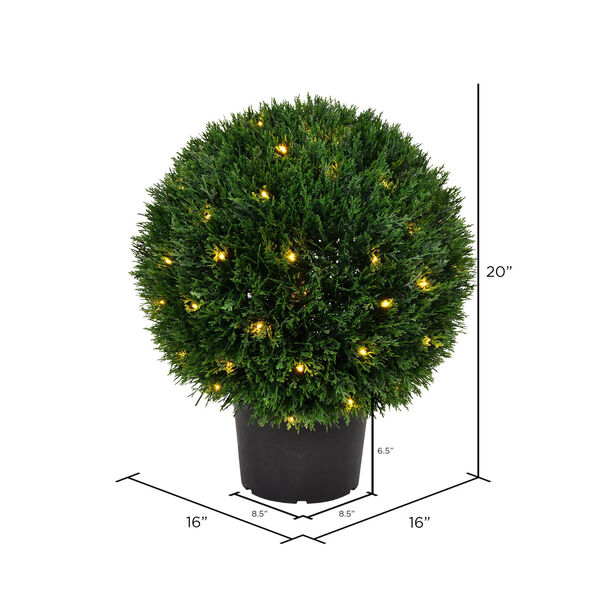 Green Potted Cedar Ball Topiary with LED Lights, image 2