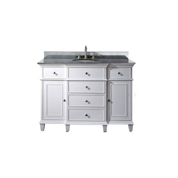 Windsor 48-Inch White Vanity with Black Granite top and Undermount Sink, image 1