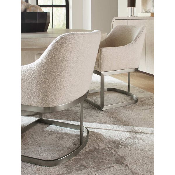 Modern Mood Brushed Pewter Upholstered Arm Chair with Metal Base, image 6