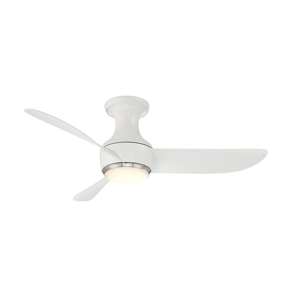 Corona Brushed Nickel and Matte White 44-Inch 2700K Indoor Outdoor Smart LED Flush Mount Ceiling Fan, image 1