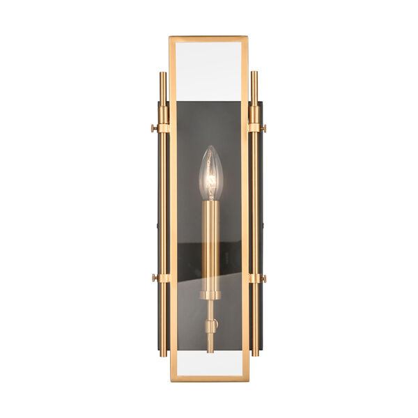 Mechanist Matte Black and Satin Brass One-Light Wall Sconce, image 1